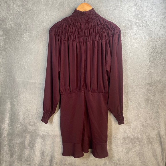 AX Paris Smocked High Neck Mini Dress Womens 8 Sophiticated Dark Academia Chic - Picture 3 of 6